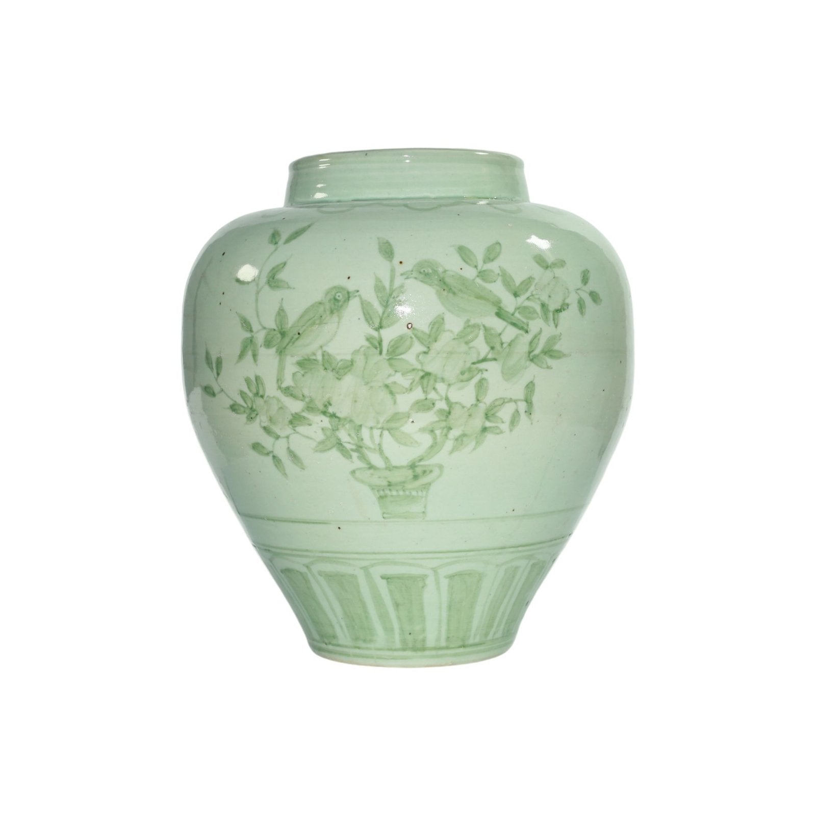 Legend of Asia Home Decor Barclay Butera Couture Moss Green Porcelain Open Top Jar English Garden