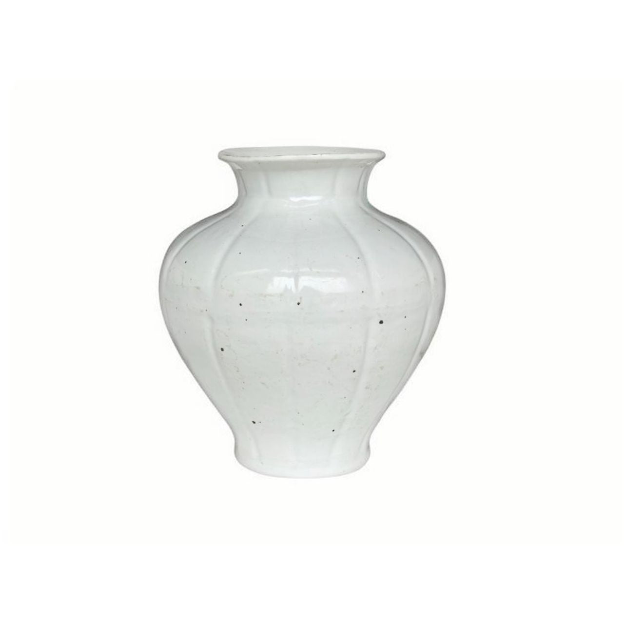 Legend of Asia Home Decor Barclay Butera Couture Organic White Porcelain Fluted Jar
