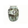 Legend of Asia Home Decor Barclay Butera Couture Rustic Brown & White Porcelain Ear Loop Jar Silla Flower