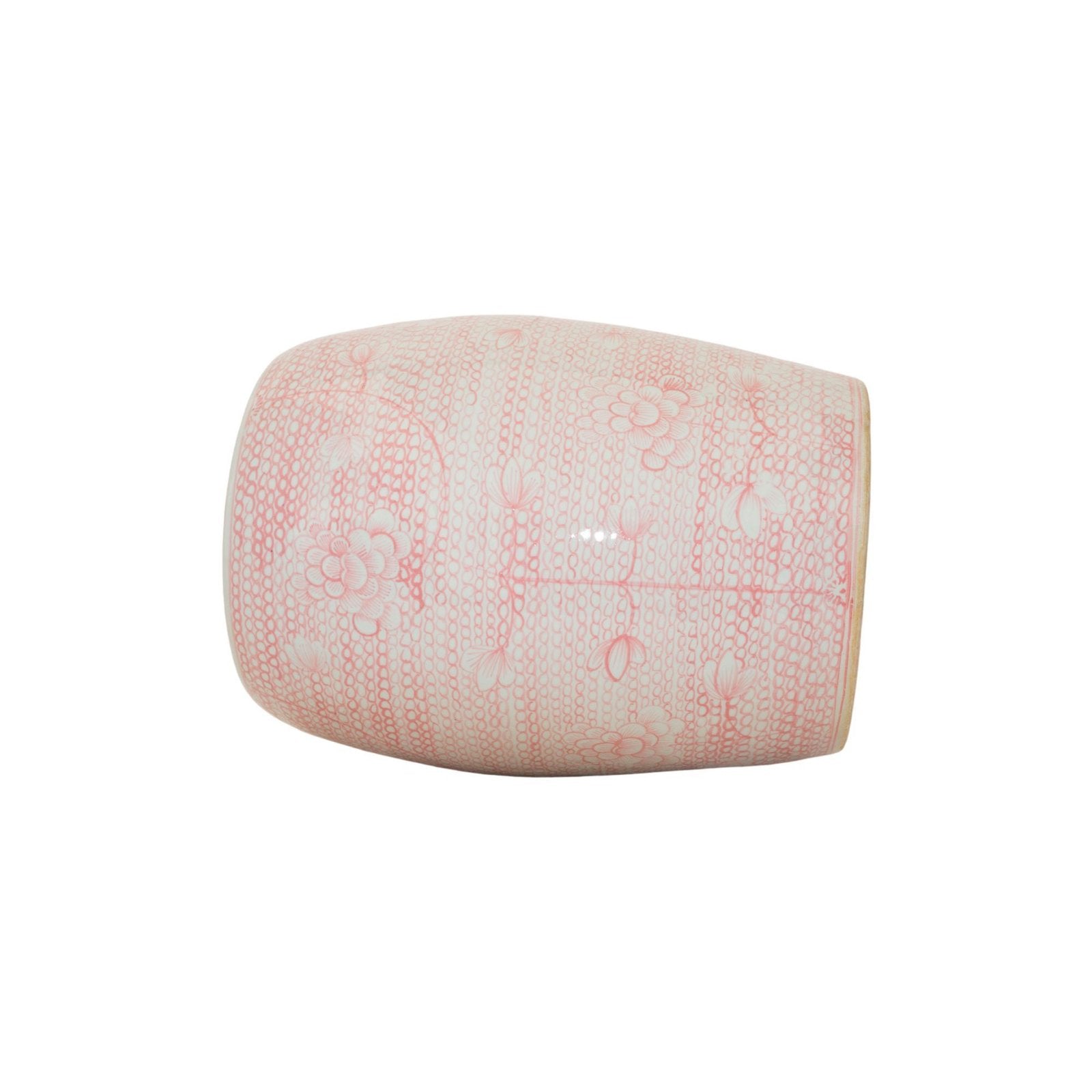 Legend of Asia Home Decor Barclay Butera Couture Soft Pink Porcelain Garden Stool Twisted Lotus