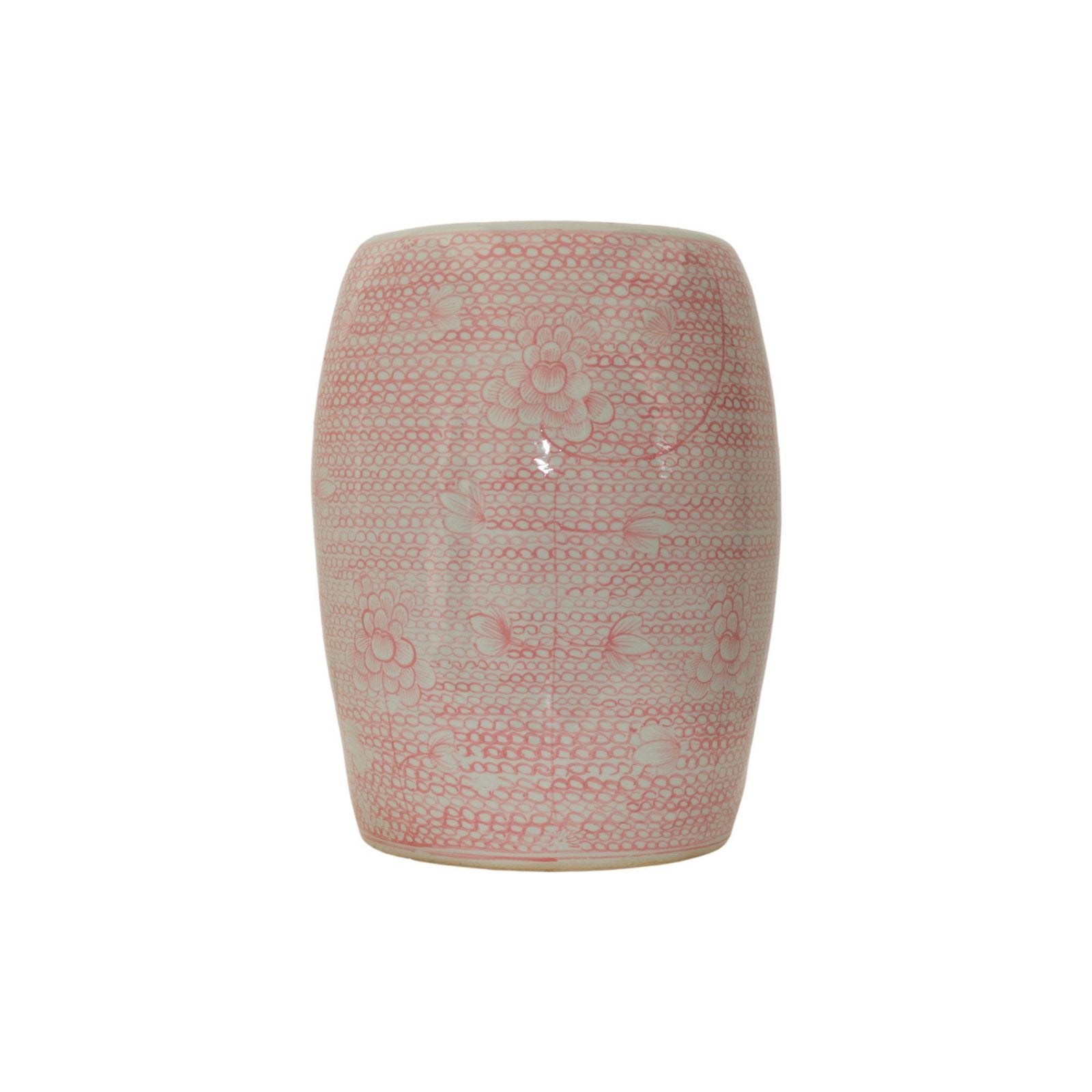 Legend of Asia Home Decor Barclay Butera Couture Soft Pink Porcelain Garden Stool Twisted Lotus