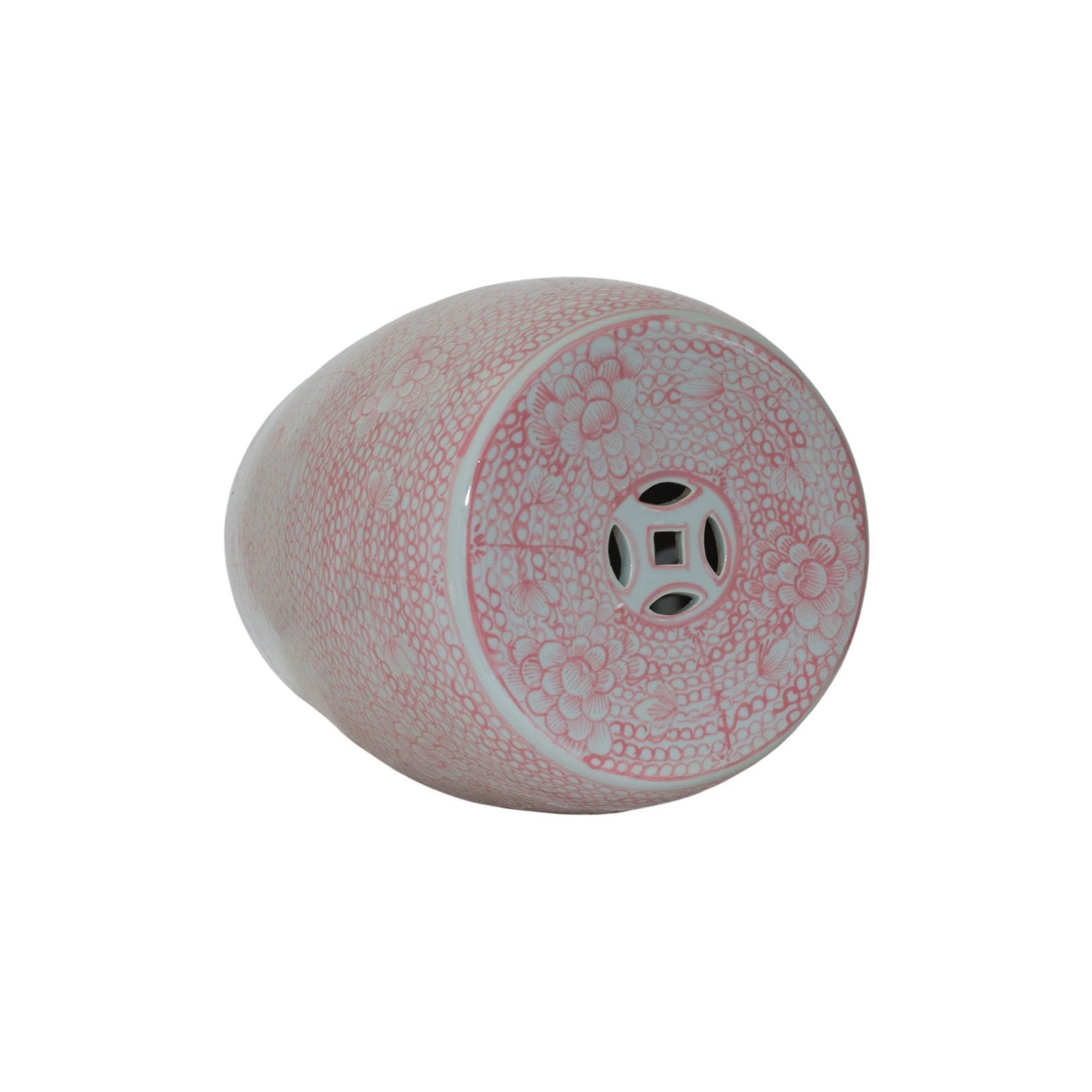 Legend of Asia Home Decor Barclay Butera Couture Soft Pink Porcelain Garden Stool Twisted Lotus