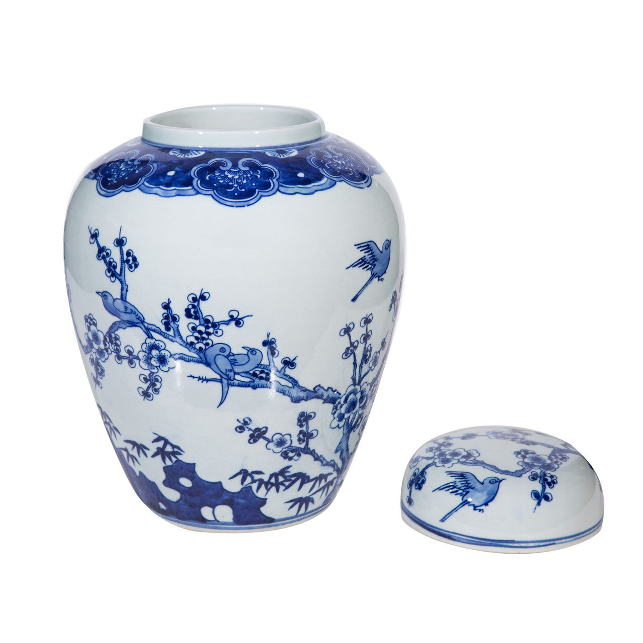 Legend of Asia Home Decor Blue And White Flower Bird Jar
