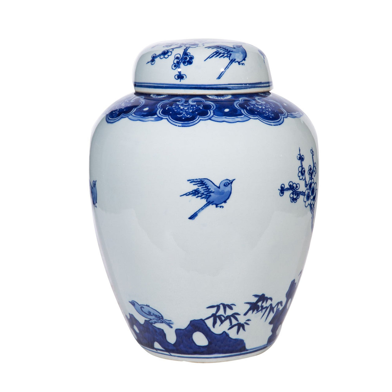 Legend of Asia Home Decor Blue And White Flower Bird Jar