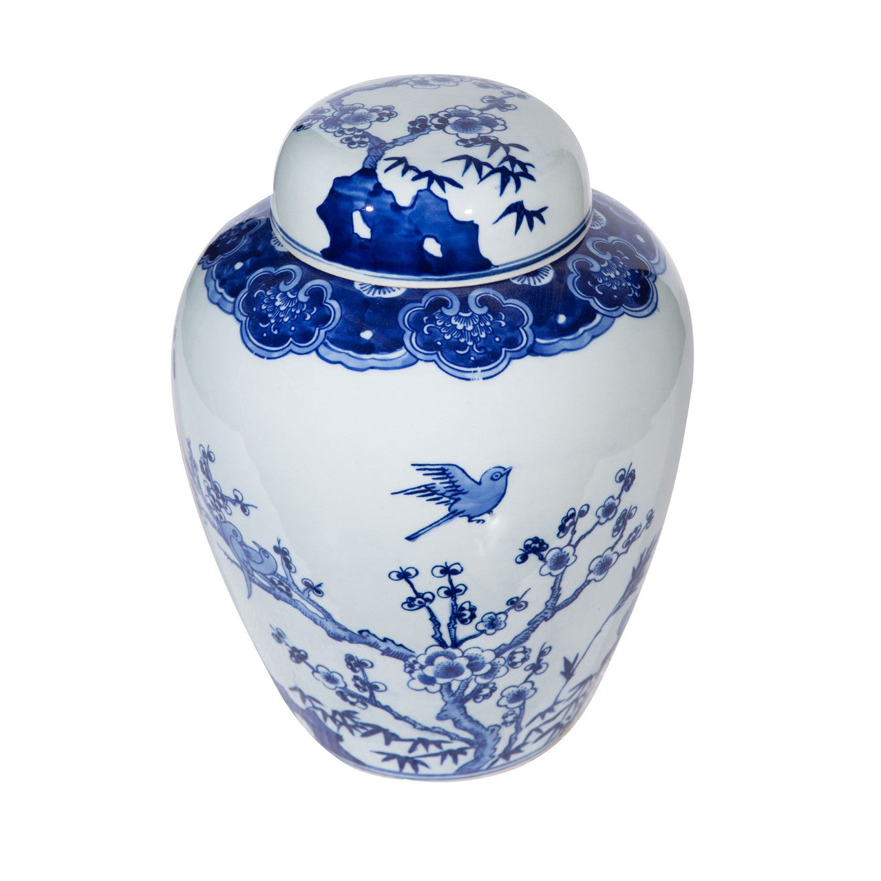 Legend of Asia Home Decor Blue And White Flower Bird Jar