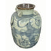 Legend of Asia Home Decor Blue And White Four Loop Porcelain Jar Twisted Flower Motif With Brown Lip