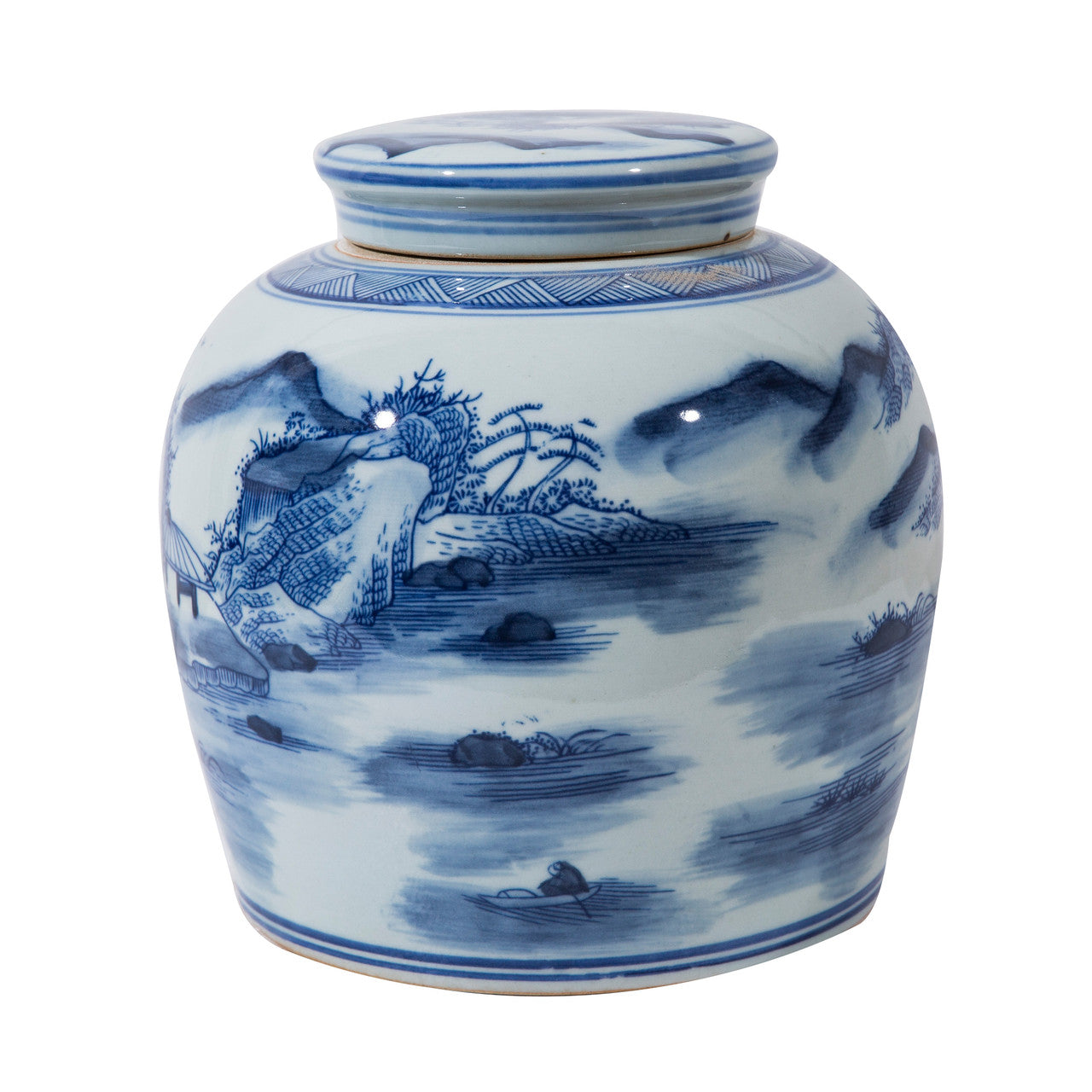 Legend of Asia Home Decor Blue And White Ming Jar Mountain Village