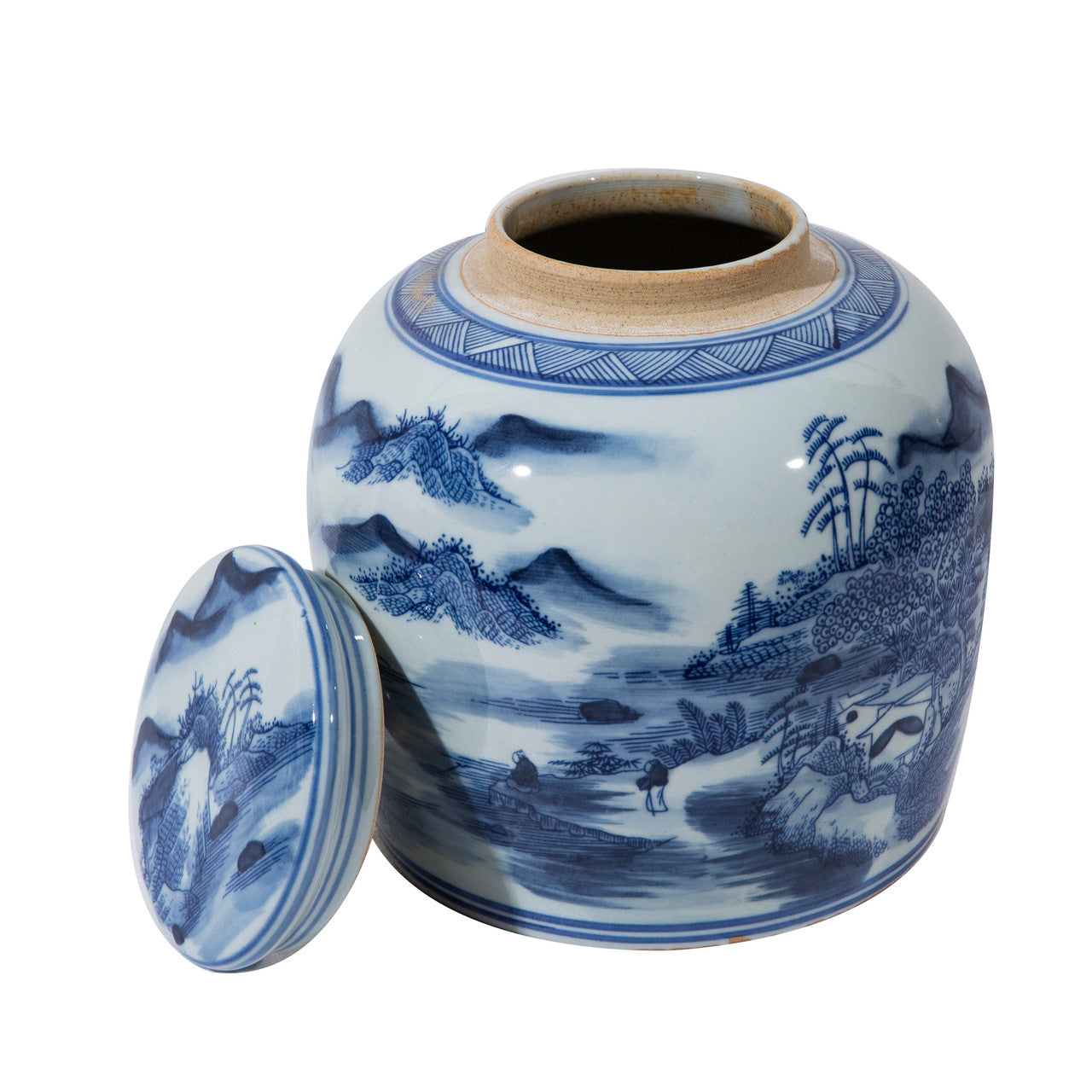 Legend of Asia Home Decor Blue And White Ming Jar Mountain Village