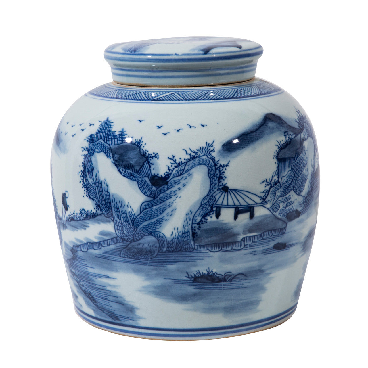Legend of Asia Home Decor Blue And White Ming Jar Mountain Village