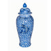 Legend of Asia Home Decor Blue & White Bohai Fish Mortif Porcelain Temple Jar XL