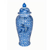Legend of Asia Home Decor Blue & White Bohai Fish Mortif Porcelain Temple Jar XL