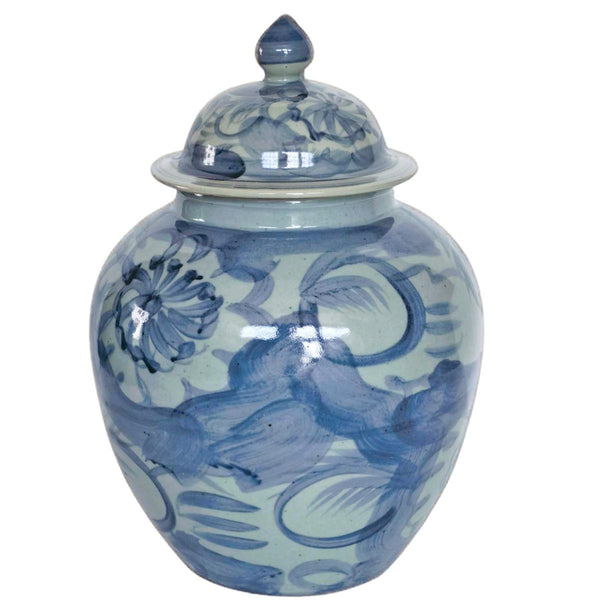Legend of Asia Home Decor Blue & White Silla Flower Porcelain Lidded Jar