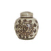 Legend of Asia Home Decor Brown & White Porcelain.. Mini Jar Peony Motif
