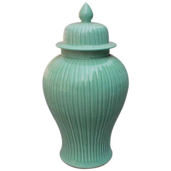 Legend of Asia Home Decor Celadon Bamboo Temple Jar