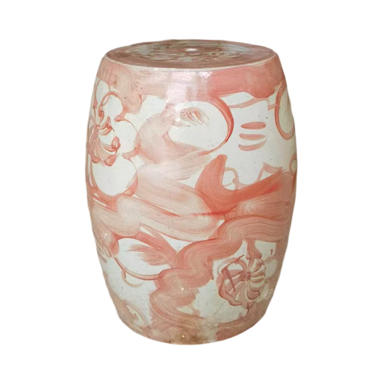 Legend of Asia Home Decor Coral Red Garden Stool Twist Flower