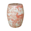 Legend of Asia Home Decor Coral Red Garden Stool Twist Flower