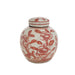 Legend of Asia Home Decor Coral Red & White Porcelain Mini Jar Jasmine Motif
