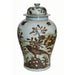 Legend of Asia Home Decor Dali Rustic Brown Flower Bird Porcelain Temple Jar Medium