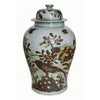 Legend of Asia Home Decor Dali Rustic Brown Flower Bird Porcelain Temple Jar Medium