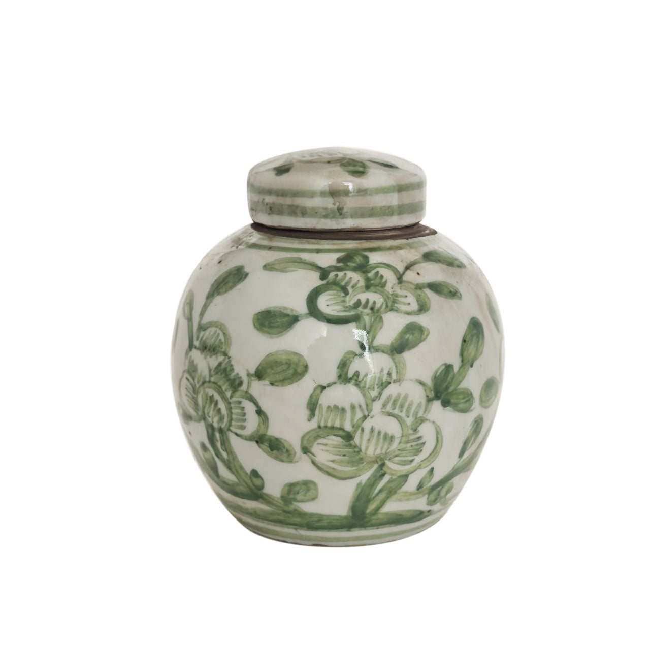 Legend of Asia Home Decor Green & White Porcelain Mini Jar Jasmine Motif