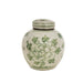 Legend of Asia Home Decor Green & White Porcelain Mini Jar Peony Motif