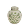 Legend of Asia Home Decor Green & White Porcelain Mini Jar Peony Motif
