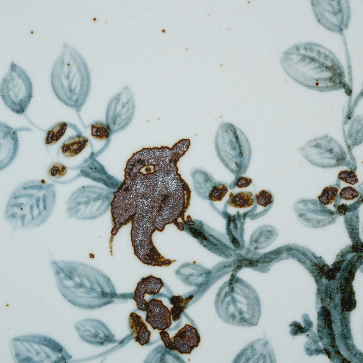 Legend of Asia Home Decor Hand Painted Blue & White Brown Porcelain Tile Sparrows on Branches - Framed /12F02