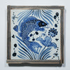 Legend of Asia Home Decor Hand Painted Blue & White Porcelain Tile Koi Lotus - Framed /12F02A