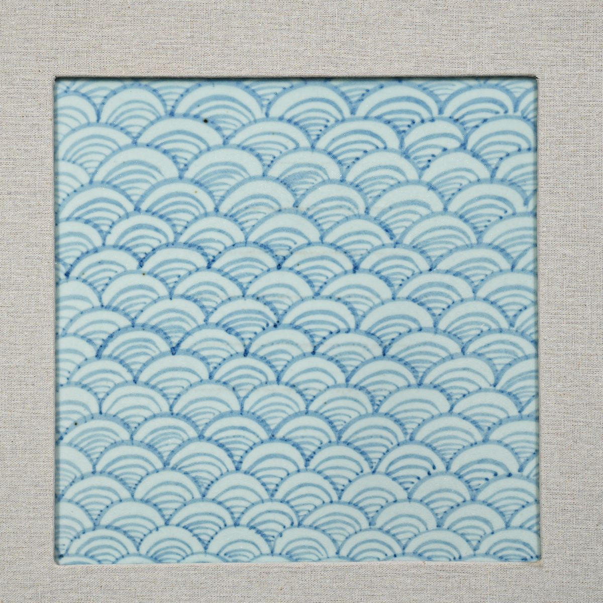 Legend of Asia Home Decor Hand Painted Blue & White Porcelain Tile Whisper Waves - Framed /12F01