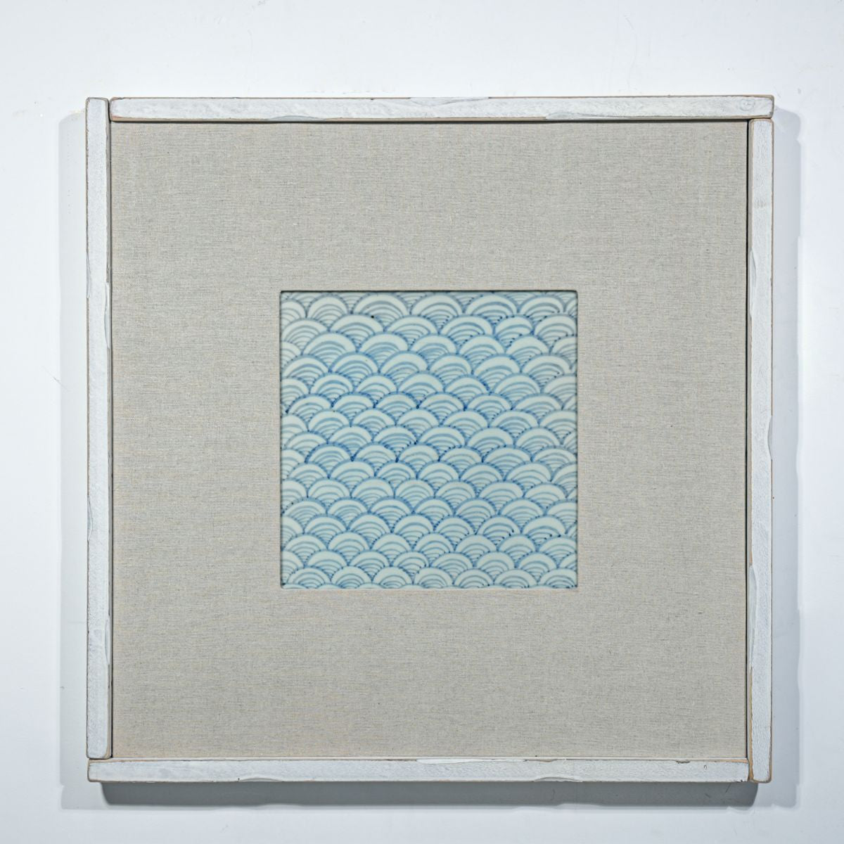 Legend of Asia Home Decor Hand Painted Blue & White Porcelain Tile Whisper Waves - Framed /12F01