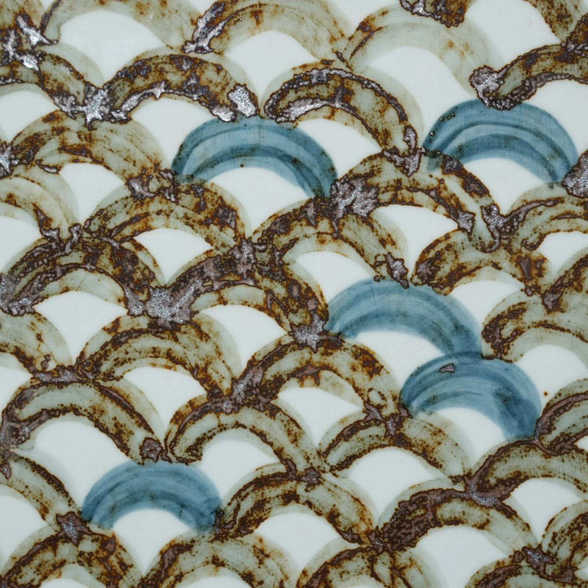 Legend of Asia Home Decor Hand Painted Brown & White Porcelain Tile Dragon Scale - Framed /12F02A