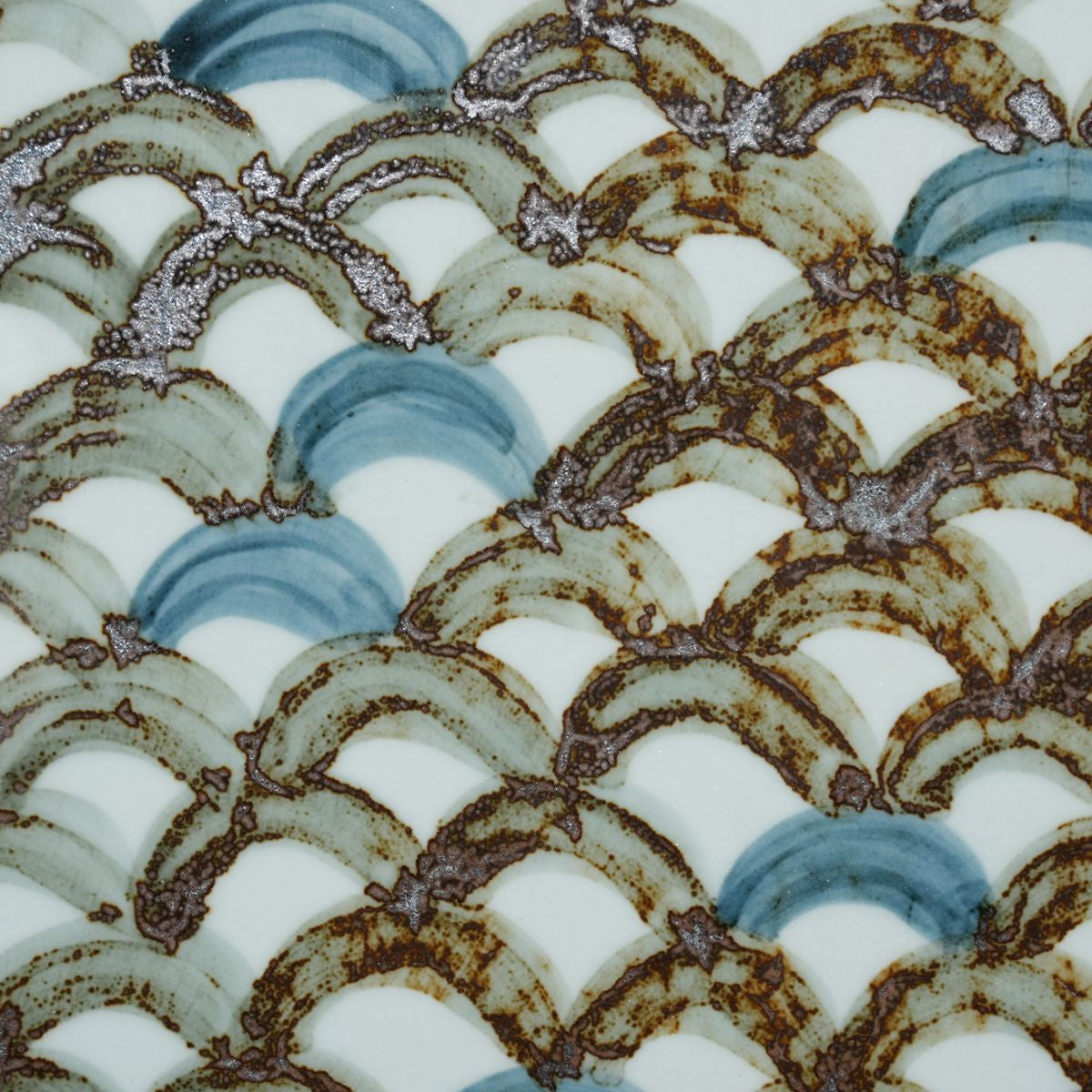 Legend of Asia Home Decor Hand Painted Brown & White Porcelain Tile Dragon Scale - Framed /12F02A