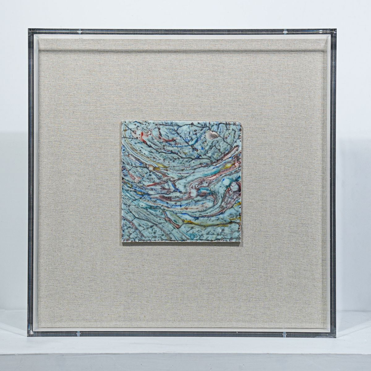 Legend of Asia Home Decor Handmade Porcelain Tile Reaction Glaze Desert Mirage - Acrylic Shadow Box /8S09