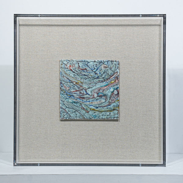 Legend of Asia Home Decor Handmade Porcelain Tile Reaction Glaze Desert Mirage - Acrylic Shadow Box /8S09