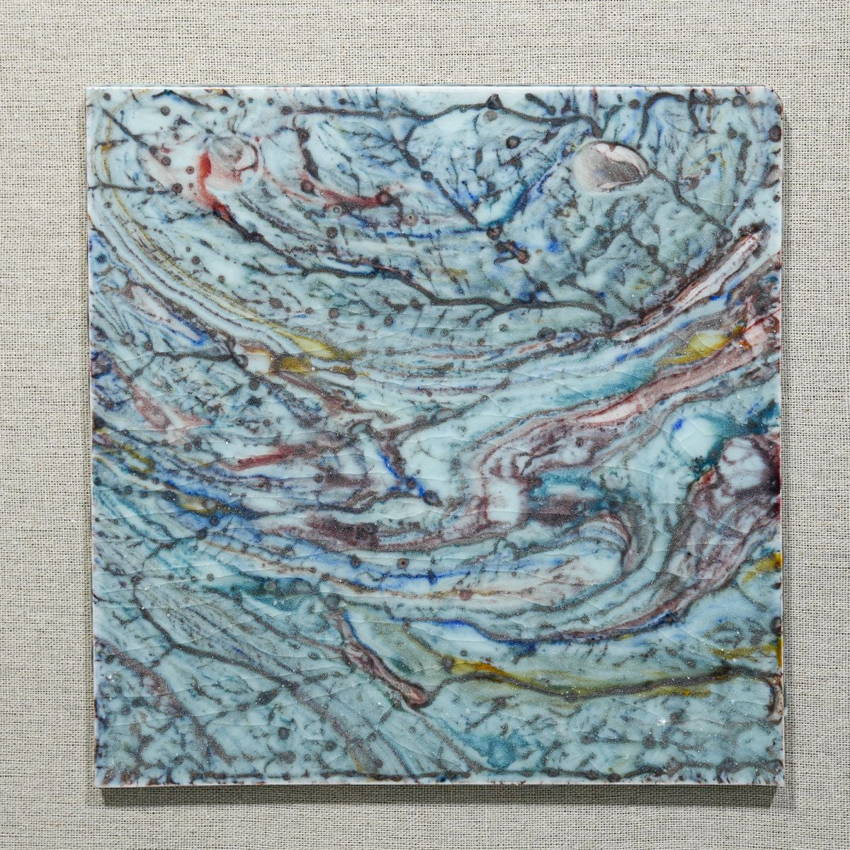Legend of Asia Home Decor Handmade Porcelain Tile Reaction Glaze Desert Mirage - Acrylic Shadow Box /8S09