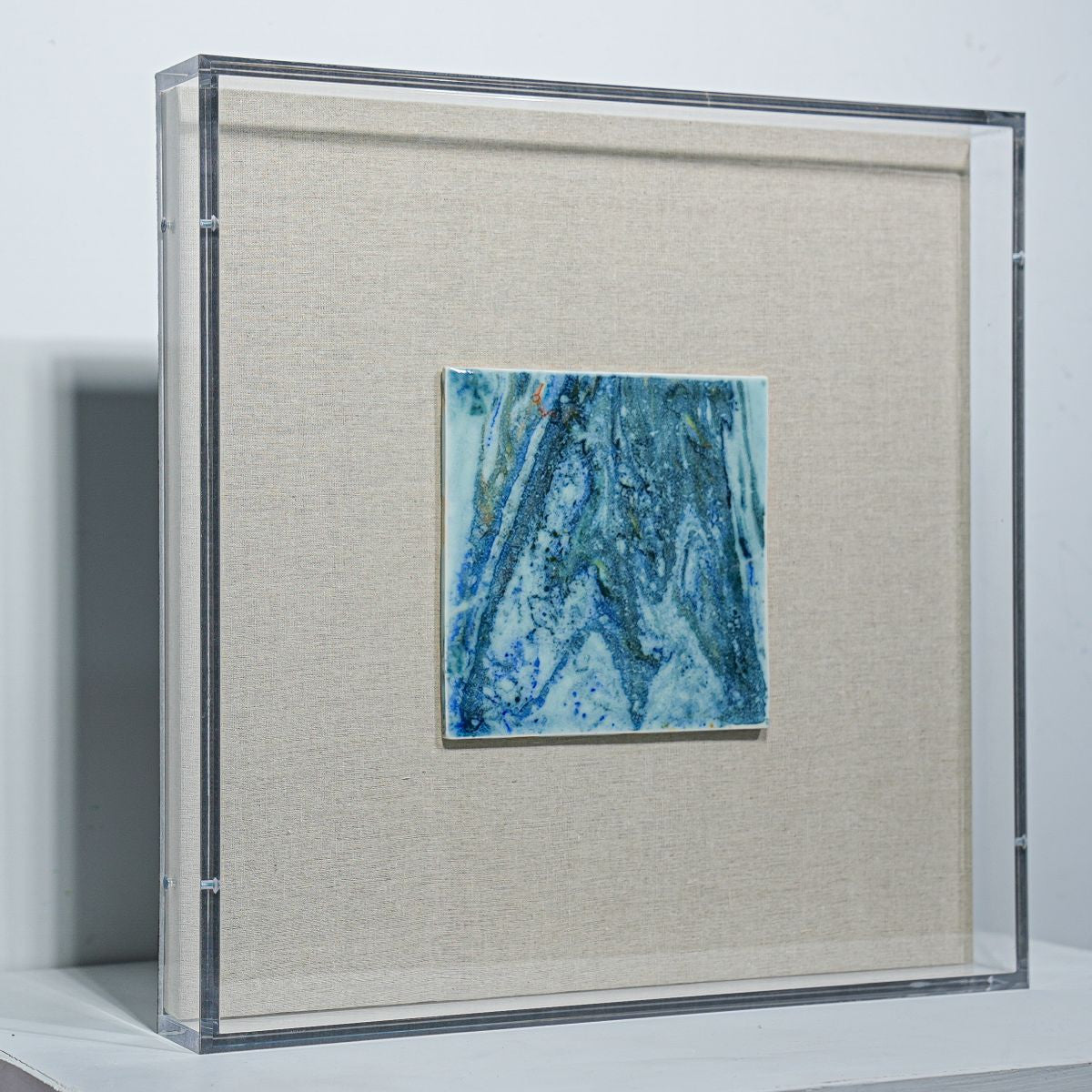 Legend of Asia Home Decor Handmade Porcelain Tile Reaction Glaze Mistic Ocean - Acrylic Shadow Box /8S09