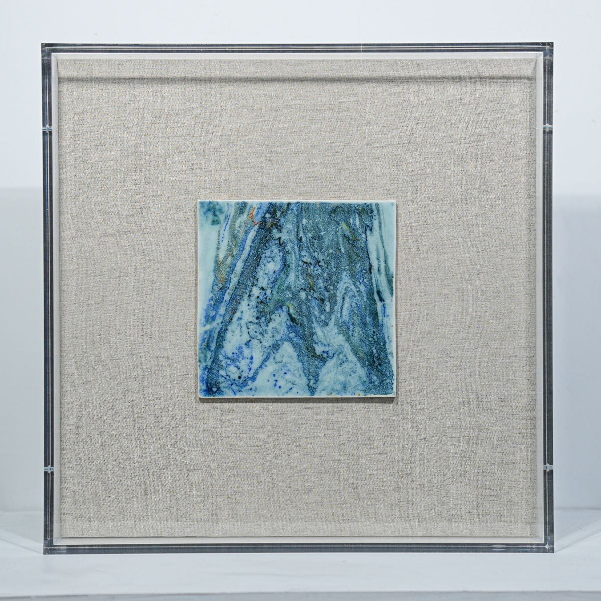 Legend of Asia Home Decor Handmade Porcelain Tile Reaction Glaze Mistic Ocean - Acrylic Shadow Box /8S09