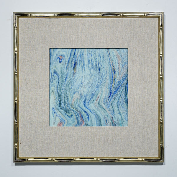Legend of Asia Home Decor Handmade Porcelain Tile Reaction Glaze Mistic Ocean - Framed /12F04