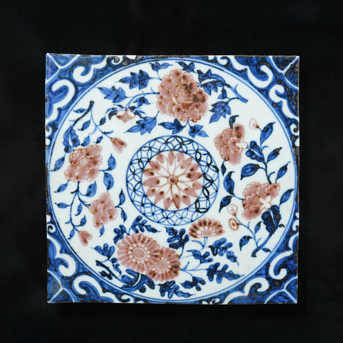 Legend of Asia Home Decor Handpainted Antique Reproduction Porcelain Tile Flowers Blossoms - Acrylic Shadow Box /S01