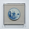 Legend of Asia Home Decor Handpainted Blue & White Porcelain Coaster Boatman - Acrylic Shadow Box /S59