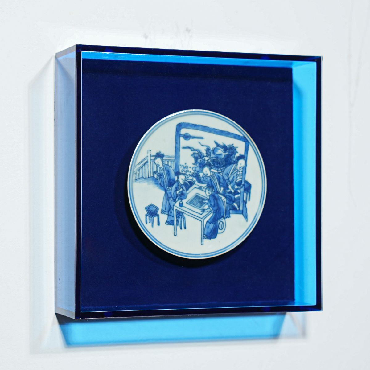 Legend of Asia Home Decor Handpainted Blue & White Porcelain Coaster Chess Game - Acrylic Shadow Box /S55