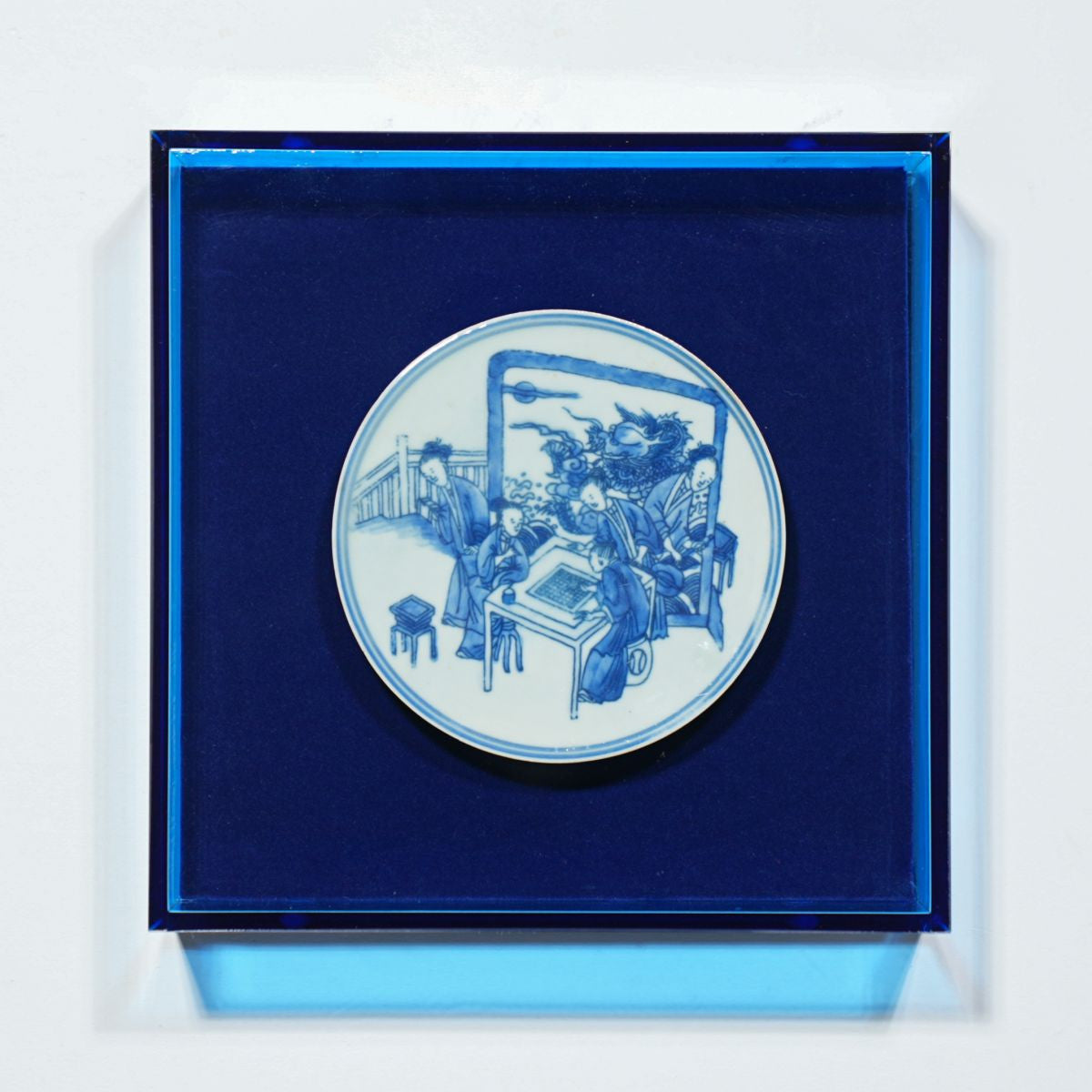 Legend of Asia Home Decor Handpainted Blue & White Porcelain Coaster Chess Game - Acrylic Shadow Box /S55
