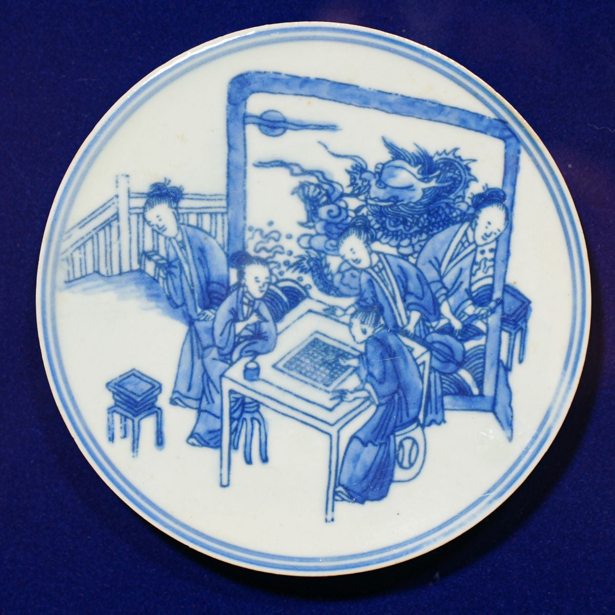 Legend of Asia Home Decor Handpainted Blue & White Porcelain Coaster Chess Game - Acrylic Shadow Box /S55