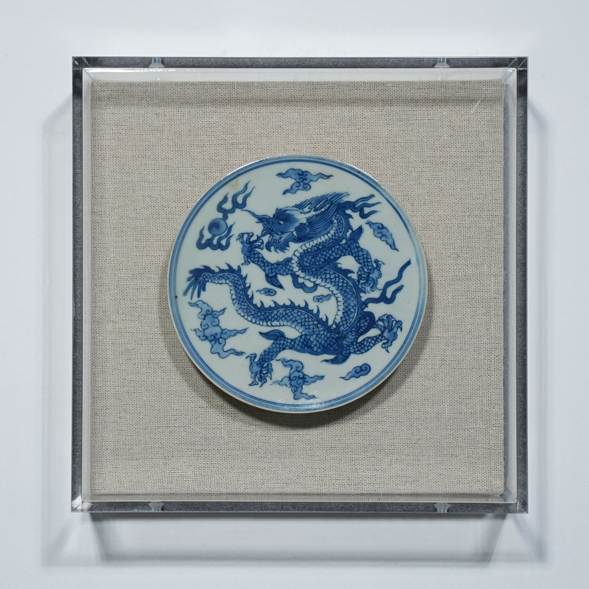 Legend of Asia Home Decor Handpainted Blue & White Porcelain Coaster Dragon - Acrylic Shadow Box /S59