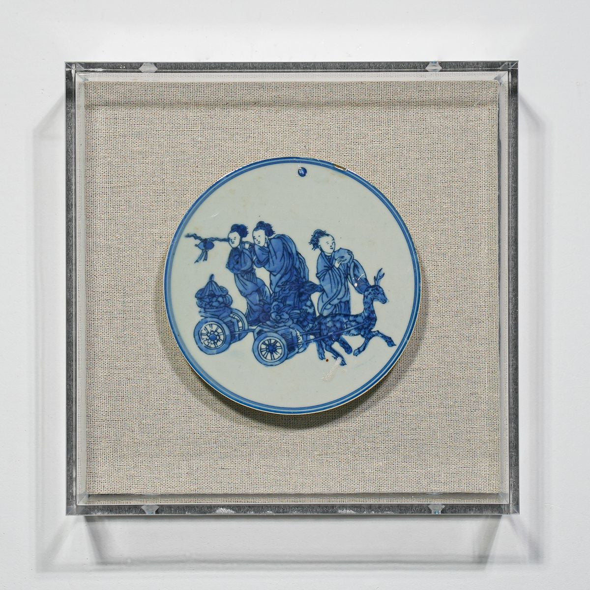 Legend of Asia Home Decor Handpainted Blue & White Porcelain Coaster Fairy Birthday Celebration - Acrylic Shadow Box /S59