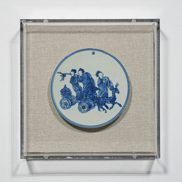 Legend of Asia Home Decor Handpainted Blue & White Porcelain Coaster Fairy Birthday Celebration - Acrylic Shadow Box /S59