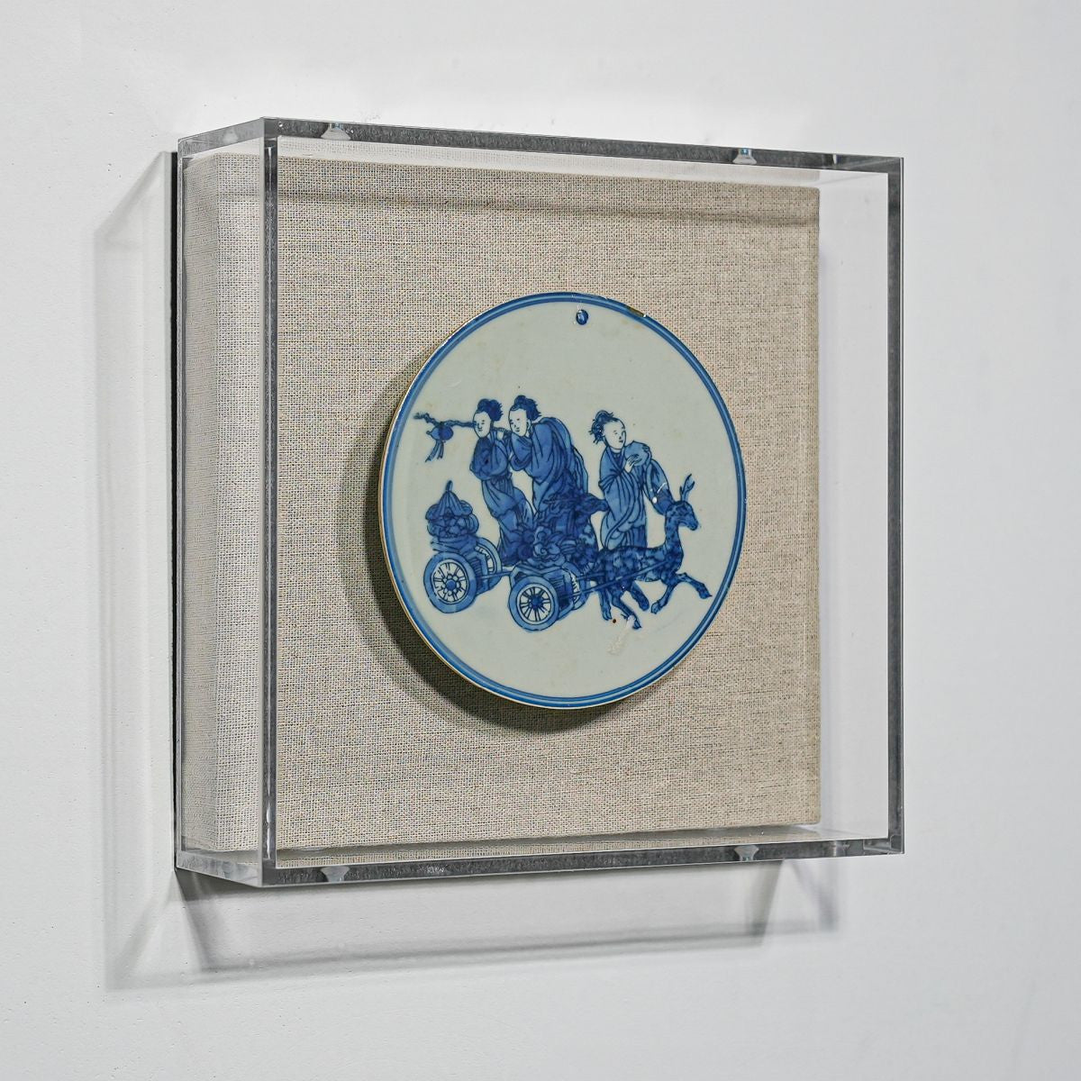 Legend of Asia Home Decor Handpainted Blue & White Porcelain Coaster Fairy Birthday Celebration - Acrylic Shadow Box /S59