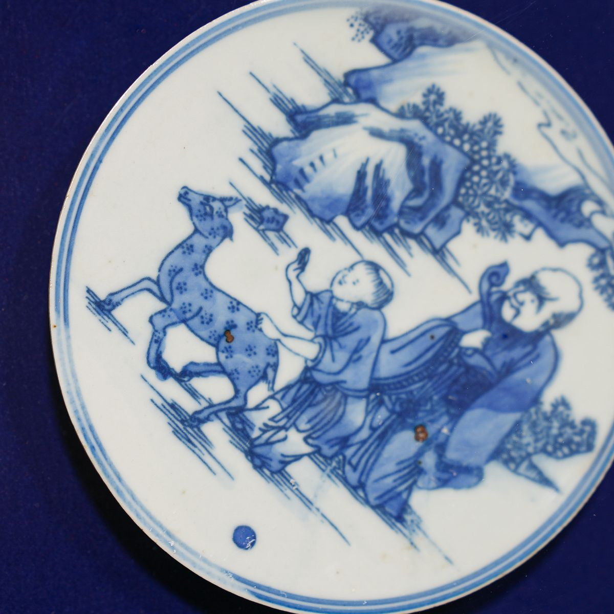 Legend of Asia Home Decor Handpainted Blue & White Porcelain Coaster God of Prosperity - Acrylic Shadow Box /S55D