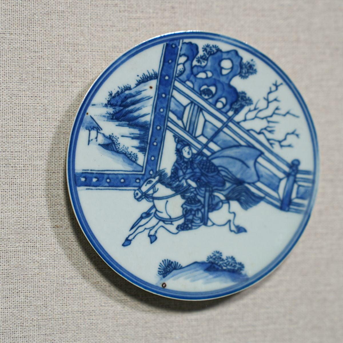 Legend of Asia Home Decor Handpainted Blue & White Porcelain Coaster Knight Han - Acrylic Shadow Box /S59