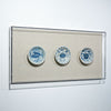 Legend of Asia Home Decor Handpainted Blue & White Porcelain Flower Plates Set of 3 - Acrylic Shadow Box /S09